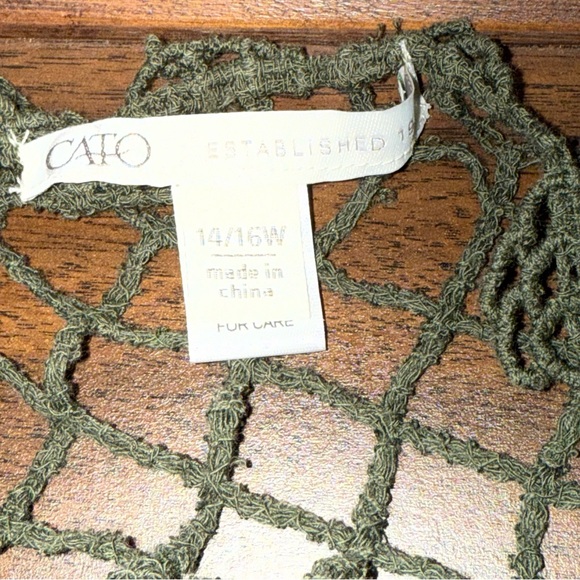 Cato Olive Green Crochet Knit Top Boho Sheer Long Sleeve Festival 14/16W - Picture 5 of 8